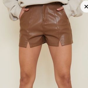 Brown leather shorts high rise XS 0